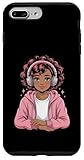 Niedliche Schwarze Mädchen rosa Kopfhörer Anime Tochter Kunst Frauen Männer Hülle für iPhone 7 Plus/8 Plus
