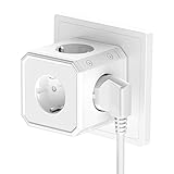 Steckdosenadapter Würfel, 5 Fach Steckdosenwürfel, Doppelstecker für Steckdose, Max 4000W(16A/250V), für Büro, Zuhause