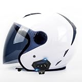 Motorradhelm mit Bluetooth Herren Damen ECE-zertifizierter Motorrad Jethelme Integrierter Bluetooth-Helm mit Visier Rollerhelm Scooterhelm(10,XL(61~62CM))