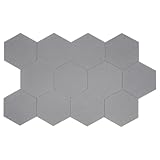 CzyuRachel 12 Stück Akustikpaneele Hexagon, 30 X 35 X 0.9cm Akustikplatten Selbstklebend, Gaming Zimmer Deko, Polyester-Faser Paneele Wand Selbstklebend, Silbergrau