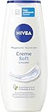 NIVEA Creme Soft Pflegedusche, Duschgel mit Vitaminen und wertvollen Ölen, feuchtigkeitsspendende und pH-hautneutrale Cremedusche mit mildem Duft (250 ml)