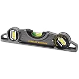 Stanley FatMax Pro Torpedo-Wasserwaage, Aluminium (magnetisch, 25 cm Länge, horizontale/vertikale/45°-Libelle) 0-43-609, Grau