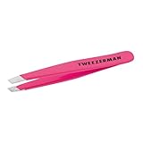 TWEEZERMAN Mini Pinzette (Handgeschliffene, schräge Spitzen, Augenbrauen zupfen, Profi Qualität, rostfreier Edelstahl), Neon Pink