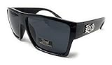 Locs 91105 Schwarze Sonnenbrille | Authentische Gangster Flat Top Lowrider Maddogger Shades, Schwarz, Größe L, Schwarz, Large