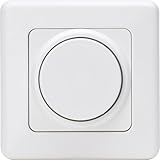 Kopp Dimmer mit Dreh-Ausschalter (Phasenanschnitt), Komplettgerät, artis-weiß, 803202012, breiter Rahmen, Nicht für LEDs geeignet