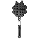 Mtlavishness Waffeleisen in Herzform, antihaftbeschichtet, Waffelpfanne aus Aluminiumlegierung mit Wärmegriff für Gasherd, für süßes Frühstück, hausgemachte Waffeln, 35 x 14 cm