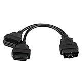 Ausla OBD2 16Pin Stecker auf Buchse Verlängerungskabel Y-Splitter-Adapter, Verlängerungskabel 31 cm Kabellänge, Universelles Kompatibilitäts-Diagnosetool, High- und Low-Verkabelungs-Kits