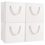 Yawinhe Aufbewahrungsbox Stoff, Faltbare Aufbewahrungsboxen, Waschbare, Offene Stoffbox, für Schlafzimmer, Kleideraufbewahrung, Weiß, 33x33x33cm, 4-Pack, SNK033W-4