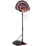 Yaheetech Basketballständer Outdoor Basketballkorb mit Rollen Tragbar Korbanlage Basketballanlage Höhenverstellbar 217 bis 277 cm Schwarz