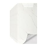 Fliesenaufkleber Marmor Weiß - 60 x 30 cm - Selbstklebende Fliesen 10 Stück - Klebefliesen für Küchenrückwand - Wandpaneele Küche Wanddeko Schlafzimmer Wohnzimmer Badezimmer