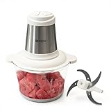 Simplus Zerkleinerer Elektrisch 1.8L, Edelstahlgehäuse, 420 Edelstahlmesser, 2 Geschwindigkeiten, 6s Schnellzerkleinerung, Glasbehälter, Universalzerkleinerer für Fleisch & Gemüse