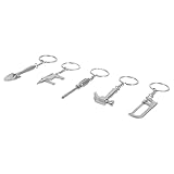 Healeved 5 Stück Zinclegierter Schlüsselanhänger Teiliges Werkzeug Design Mini Schlüsselring für Kreative und Accessoires für Männer und Heimwerker