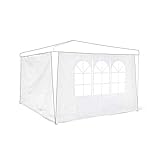 Relaxdays Pavillon-Seitenteile 2-er Set für 3 x 3 m Pavillons Seitenwand mit Fenster für Gartenpavillon und Faltpavillon 2 Teile mit Klettverschluss als Windschutz , weiß, 0.5 x 290 x 190 cm