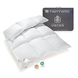 Extra warme Winter Daunendecke 135x200 cm, 1380g Füllgewicht, 50% Holsteiner Daunen & 50% Federn Klasse 1, Kassettendecke mit 8 cm Innenstegen, Baumwollbezug, antiallergisch, Made in Germany