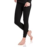 BestSale247 Damen Mädchen Thermo Unterhose Lang Skiunterwäsche (Schwarz, L)