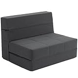 CATMIX Klappbares Schlafsofa, 17,8 cm, Memory-Schaum, Bodencouch, umwandelbare Matratze, Futon-Sofa für Wohnzimmer/Heimbüro/Gästebetten/Wohnung/Obergeschoss (dunkelgrau, Doppelbett)