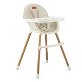 MoMi REKI Kinderhochstuhl 2-in-1 für Babys und Kinder von 6 bis 36 Lebensmonat (max. 15 kg Körpergewicht), 5-Punkt-Sicherheitsgurt, als Niedrigstuhl für Kinder bis zu 20 kg