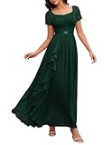 Wedtrend Abendkleid Elegant Standesamt Kleider Braut Langes Kleid Damen Chiffonkleider Damen RWT0301 DarkGreen XL