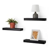 Amazon Basics schwebendes Wandregal aus Holz, 40,1 x 12,7 x 4,6 cm, Schwarz, Packung mit 3 Stück, Schwarz