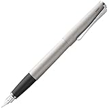 Lamy studio brushed Füller – universeller Füllfederhalter in elegantem Gehäuse aus Ganzmetall – mit propellerförmigem Clip & Stahlfeder in Strichbreite M – inkl. Tintenpatrone T 10 blau