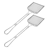 Mikikit 2 Stück Ölrückstandsfilterschaufel Braten Bußgeld Fett Haushalt Vielseitig Friteuse feinmaschiges Ölsieb Spinne Nudelsieblöffel Filterlöffel mit Griff Rostfreier Stahl Silber