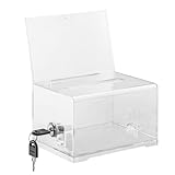 Acrylspendenbox, 16x10x12cm Wahlurne Transparent mit 2 Schlüssel Schloss, Transparente Aufbewahrungsbox, Spardose, Kommentarbox, Abschließbar Spendenbox, für Abstimmungen, Gewinnspiele