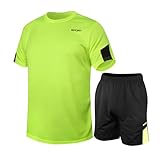 Fiohiros Fußballtrikot Kinder Set Sport, Schnell Trocknende Sportsachen Trikot für Kinder, Fussball Trikot Set Trainingsanzug Shorts und T-Shirt (Grün, 12-13 Jahre)