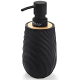 Moderne Seifenspender Schwarz Bambus Spülmittelspender Küche, Seifenspender Bad für Badezimmer, Arbeitsplatte, Hand and Dish Soap Dispenser (Schwarz)