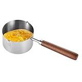 Klein Kochtopf Edelstahl Induktionsgeeignet, Kochtopf Mit Holzgriff, 8 Cm Durchmesser Stielkasserolle, Schokolade Oder Geschmolzener Butter