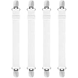 Hanyousheng 4 Stück Bettlakenspanner Verstellbar, Bügeltischspanner Verstellbar, für Faltenfreie Bettlaken Elastische Betttuch Spanner mit Metallclip für Bettlaken Matratze Bügelbrett Sofa
