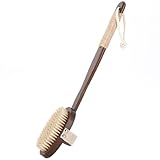 Bambus-Rückenschrubber Mit Langem Griff Für Das Badezimmer, Bequeme Duschbürste Mit Harten/weichen Borsten, Abnehmbares/doppelt Verwendbares Design, Massage/Peeling(Black Brown A)