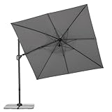 Schneider Ampelschirm VIVASOL 270 x 270 cm – 3-fach verstellbar, UV-Schutz, air-vent, 360° drehbar, inkl. Schutzhülle & Plattenständer – anthrazit