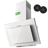 Dunstabzugshaube 60cm, TopStrong Abzugshaube 60 cm Umluft/Abluft mit 350 m³/h Starker Saugleistung, Leise Kopffreihaube Dunstabzug 60cm mit LED, inkl. Aktivkohlefilter, Schräghaube Wandhaube, Weiß