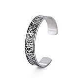 Dreamtimes Wikinger Baum des Lebens Armreif Rabe Talisman Armband Edelstahl Wikinger Keltischer Knoten Armband für Männer Frauen (Vintage-Silber)