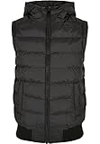 Urban Classics Boy's Boys Small Bubble Hooded Vest Weste, Black/Black, 146/152