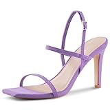Damen-Sandalen mit hohem Absatz, offener Zehenbereich, Knöchelriemen, bequeme Hochzeitsschuhe, Light Purple Su, 42 EU