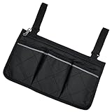 VALICLUD Rollstuhlorganisator mit Verstellbaren Gurten Schwarzer Rollstuhlbeutel für Rollstuhlfahrer Sichere Seitliche Aufbewahrungstasche mit Reflektierenden