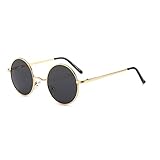 JoXiGo Sonnenbrille Herren Damen Polarisiert UV400, Runde Metall Rahme Klassische Retro Brille