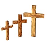 Kassis Geschenkartikel Olivenholz Kreuz schlicht zum Aufhängen Wandkreuz Deko Geschenk zur Firmung Geburt Kommunion Taufe 12 x 8 cm