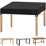 Tischplattenhülle Tischplatte Schutzhülle, 600D Oxford Abdeckung für Gartenmöbel Tische, Abdeckplane Abdeckhaube für Holztisch, Wasserdicht, Winterfest, UV-Beständiges (200 * 100 * 10 cm)