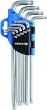 Högert Technik - TORX Set Schlüssel I TORX Schraubendreher set von 9 Stück I Größen T10 bis T50 I Aus Chrom-Vanadium-Stahl I Beständig gegen Verformung und Abrieb I HT1W818 - Silber