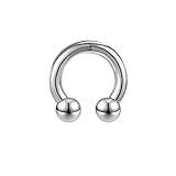 ZS Chirurgenstahl Hufeisen Circular Barbell Ringe, 00G 0G 2G 4G 6G 8G 12G 16G Dick PA Rings, CBR Nasenring Septum Ohr Piercing Körperschmuck (Silber,6G,16mm)