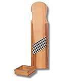 Woodcarver Krauthobel XXL mit Schublade – 4 Edelstahlklingen – extra großer Gemüsehobel aus geöltem Buchenholz – manuell & langlebig – für Sauerkraut & Kohl