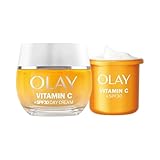 Olay VitaminC + SPF30 50 ml und Refill/Nachfüllpack 50 ml. Feuchtigkeitsspendende Tagescreme mit Sonnenschutz, sichtbar strahlendere und strahlendere Haut