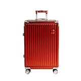 DWZXL Koffer 24-Zoll-Universal-Trolley mit Aluminiumrahmen, großes Fassungsvermögen, Zollschloss-Koffer, geräuschloses Universalrad Koffer Hartschale(Red)