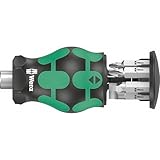 Wera Kraftform Kompakt Stubby Bithalter magnetisch mit Bit-Magazin im Handgriff & Ratschenfunktion für schwer zugängliche Bereiche, 6-teilig