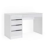 Vicco Schreibtisch Sherry, Weiß, 55 x 120 cm mit Schubladen