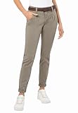 Urban Surface Damen Chino Stoff-Hose mit Flecht-Gürtel Middle-Grey XL