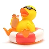 Duckshop I Badeente im Schwimmreif I Quietscheente I Quietscheentchen L: 8 cm I Spielzeug für Babies und Kinder I Badespielzeug für die Badewanne I Geschenk für Urlauber