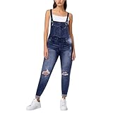 Generisch Latzhose Damen Blaue Jeanslatzhose Lang Oversize Baggy Jumpsuit Ärmellos Jeans Overalls Stretch Boyfriend Denim Jumpsuits Skinny Bib Pants Latzjeans Strampler Used-Look Sommeroverall